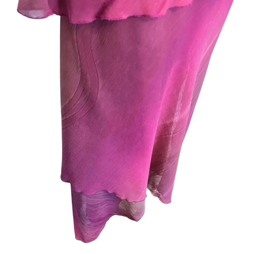 Rapz Womens Sheer Oversized Flowy Lagenlook Top Pull On Skirt Resort Pink sz XL